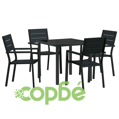 Комплект за хранене в градината 5 части от HDPE черен цвят 80x80x73 см ➤ топ цена ➤ sorbe.bg