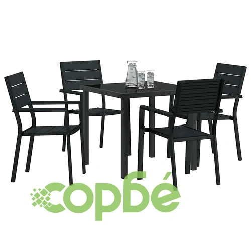Комплект за хранене в градината 5 части от HDPE черен цвят 80x80x73 см ➤ топ цена ➤ sorbe.bg