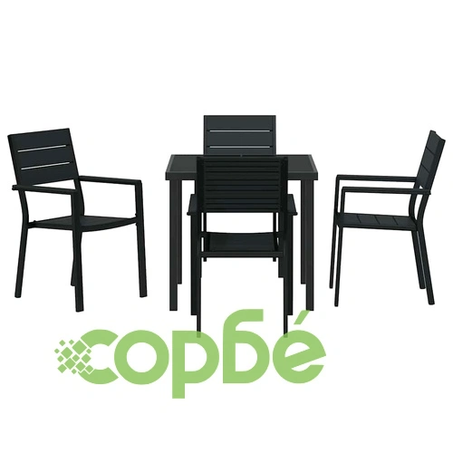 Комплект за хранене в градината 5 части от HDPE черен цвят 80x80x73 см ➤ топ цена ➤ sorbe.bg