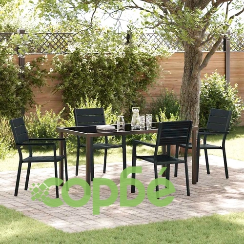 Комплект за хранене в градината 5 части черен HDPE 160x80x73 см ➤ топ цена ➤ sorbe.bg