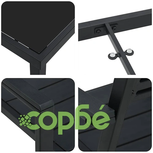 Комплект за хранене в градината 5 части черен HDPE 160x80x73 см ➤ топ цена ➤ sorbe.bg