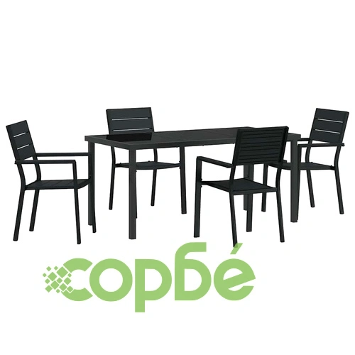 Комплект за хранене в градината 5 части черен HDPE 160x80x73 см ➤ топ цена ➤ sorbe.bg