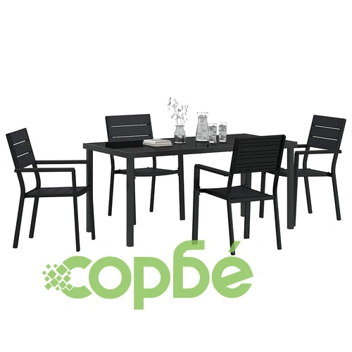 Комплект за хранене в градината 5 части черен HDPE 160x80x73 см ➤ топ цена ➤ sorbe.bg