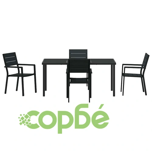 Комплект за хранене в градината 5 части черен HDPE 160x80x73 см ➤ топ цена ➤ sorbe.bg