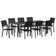 Комплект за хранене в градината 9 части черен HDPE 200x80x73 см