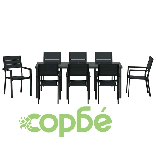 Комплект за хранене в градината 9 части черен HDPE 200x80x73 см ➤ топ цена ➤ sorbe.bg
