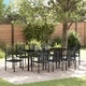 Комплект за хранене в градината 9 части черен PVC ратан 200x80x73 см