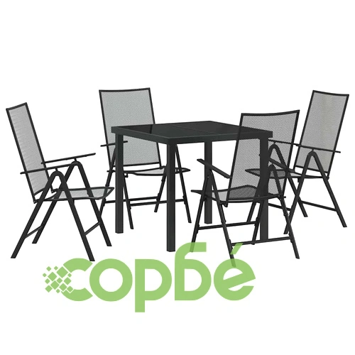 Комплект градински мебели 5 части антрацит стомана 80x80 см ➤ топ цена ➤ sorbe.bg