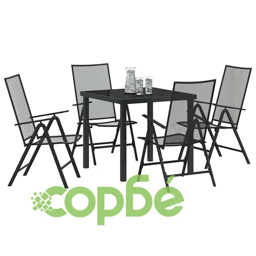 Комплект градински мебели 5 части антрацит стомана 80x80 см ➤ топ цена ➤ sorbe.bg