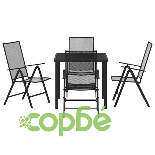 Комплект градински мебели 5 части антрацит стомана 80x80 см ➤ топ цена ➤ sorbe.bg