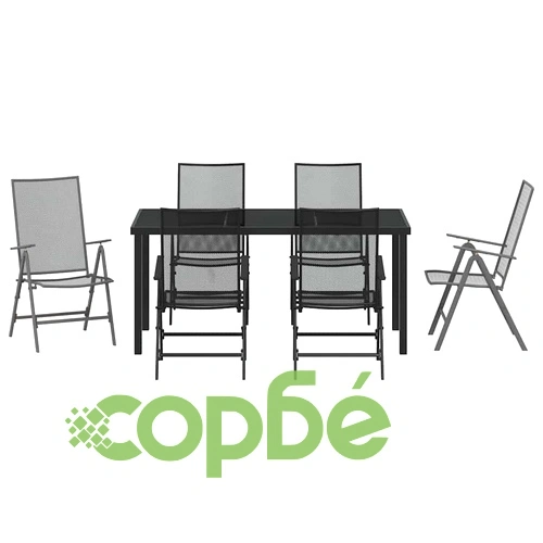 Комплект за хранене в градината 7 части антрацит стомана ➤ топ цена ➤ sorbe.bg