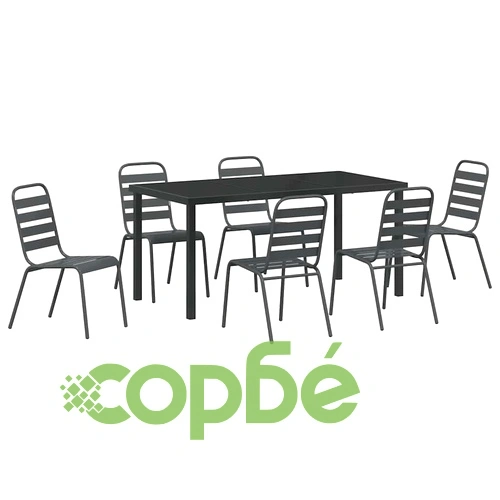 Комплект за хранене в градината 7 части тъмносив стомана ➤ топ цена ➤ sorbe.bg