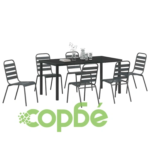 Комплект за хранене в градината 7 части тъмносив стомана ➤ топ цена ➤ sorbe.bg