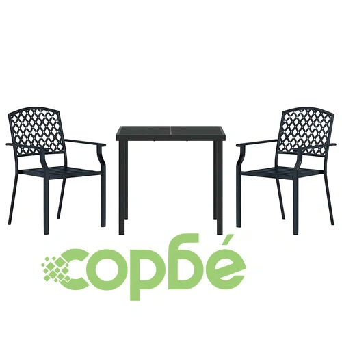Комплект за хранене в градината 3 части антрацит стомана ➤ топ цена ➤ sorbe.bg