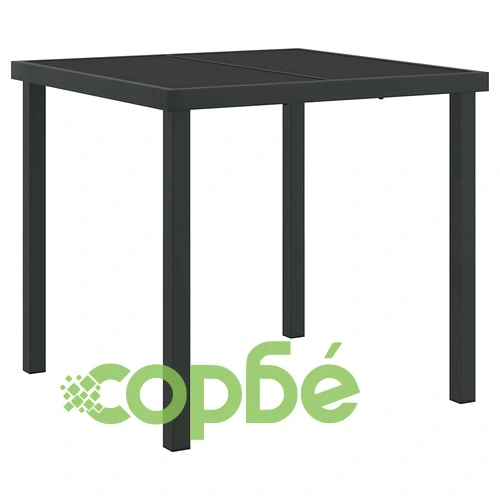 Комплект за хранене в градината 5 части Сив Полиратан 80x80 см ➤ топ цена ➤ sorbe.bg