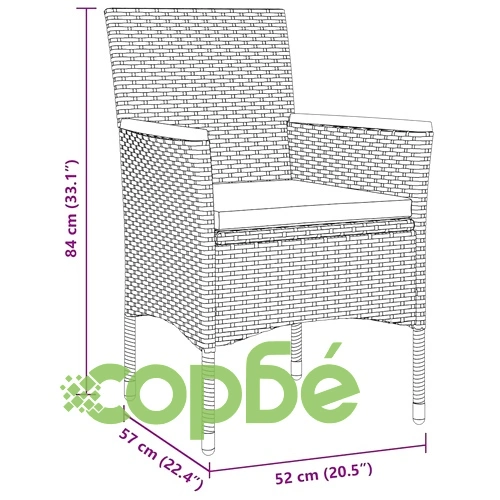 Комплект за хранене в градината 3 части сив полиратан 80x80 см ➤ топ цена ➤ sorbe.bg