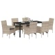 Комплект за хранене в градината 7 части светлосив полиратан с възглавници