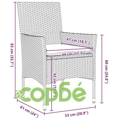 Комплект за хранене в градината 5 части от полиратан бял ➤ топ цена ➤ sorbe.bg