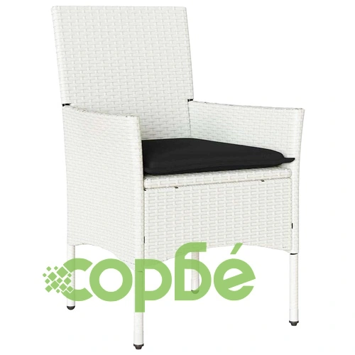 Комплект за хранене в градината 5 части от полиратан бял ➤ топ цена ➤ sorbe.bg