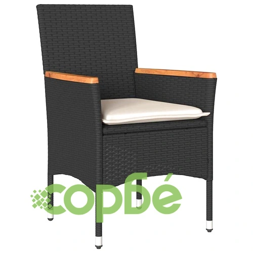 Комплект за хранене в градината 5 части черен полиратан 80x80 см ➤ топ цена ➤ sorbe.bg