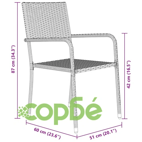 Комплект градински мебели 7 части полиратан черен с маса и столове ➤ топ цена ➤ sorbe.bg