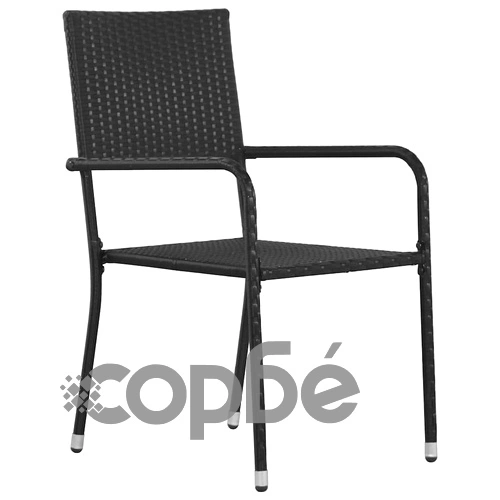 Комплект градински мебели 7 части полиратан черен с маса и столове ➤ топ цена ➤ sorbe.bg