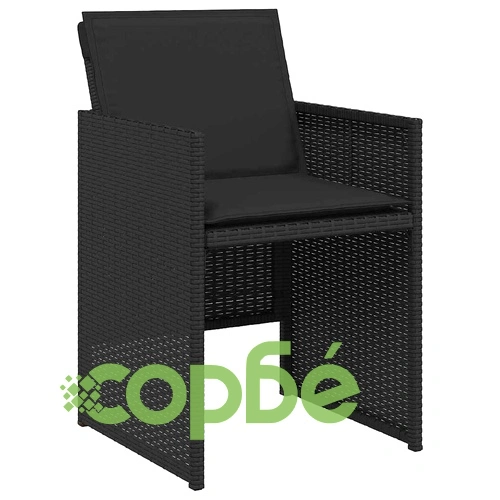 Комплект за хранене в градината 5 части полиратан черен 160x80x73 см ➤ топ цена ➤ sorbe.bg