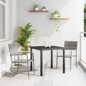 Комплект градински мебели за хранене 3 части, сив полиратан, 80 x 80 x 73 см