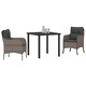 Комплект за хранене в градината 3 части сив полиратан с възглавници
