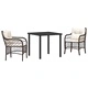 Градински комплект за хранене 3 части с възглавници кафяв полиратан 80x80x73 см