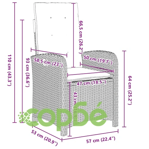 Комплект за хранене в градината 9 части полиратан сив 200x80 см ➤ топ цена ➤ sorbe.bg