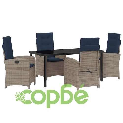 Комплект градински мебели 5 части полиратан сив 160x80 см ➤ топ цена ➤ sorbe.bg