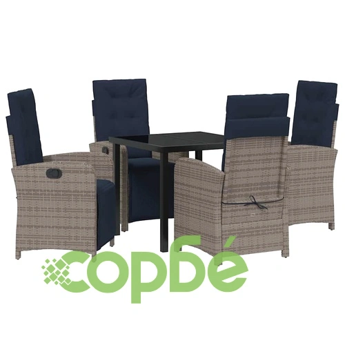Комплект градински мебели 5 части сив полиратан 80x80 см ➤ топ цена ➤ sorbe.bg
