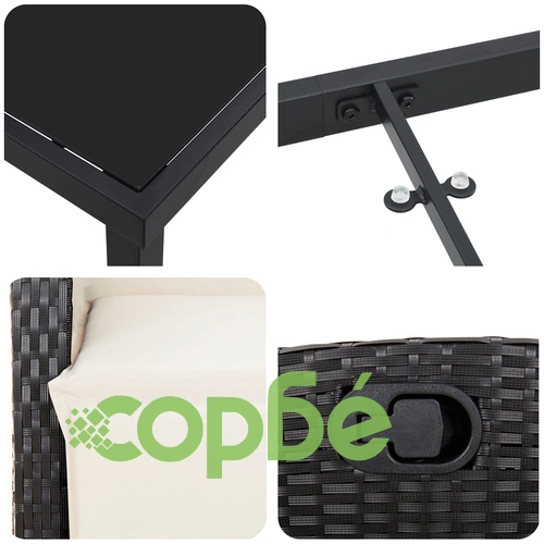 Комплект от 2 градински стола от полиратан в черно и кремаво бяло с възглавници ➤ топ цена ➤ sorbe.bg