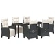 Комплект за хранене в градината 7 части от полиратан - черен