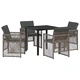Комплект за хранене в градината 5 части сив полиратан 80x80 см