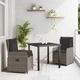 Градински комплект за хранене 3 части сив полиратан 80x80 см