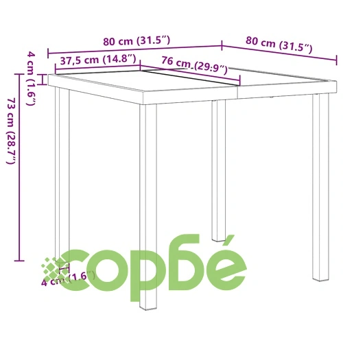 Градински комплект за хранене 5 части - сив полиратан 80x80 см ➤ топ цена ➤ sorbe.bg