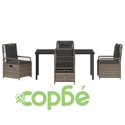 Комплект градински мебели 5 части полиратан сив 160x80 см ➤ топ цена ➤ sorbe.bg