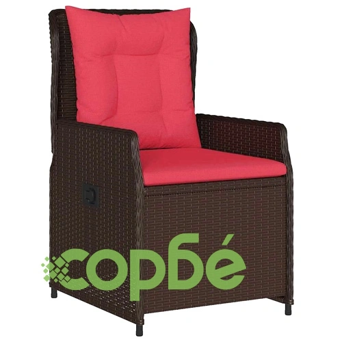 Комплект за хранене в градината 7 части - Кафяв Полиратан с маса и 6 стола ➤ топ цена ➤ sorbe.bg