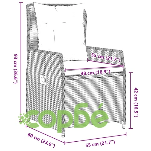 Комплект за хранене в градината 3 части сив полиратан 80x80 см ➤ топ цена ➤ sorbe.bg