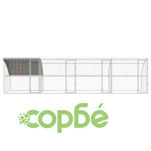 Клетка за пилета с покрив и врати сребриста поцинкована стомана 800x200x198.5 см ➤ топ цена ➤ sorbe.bg