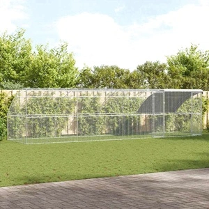 Клетка за пилета от поцинкована стомана сребриста 800x200x198.5 см с покрив и врати