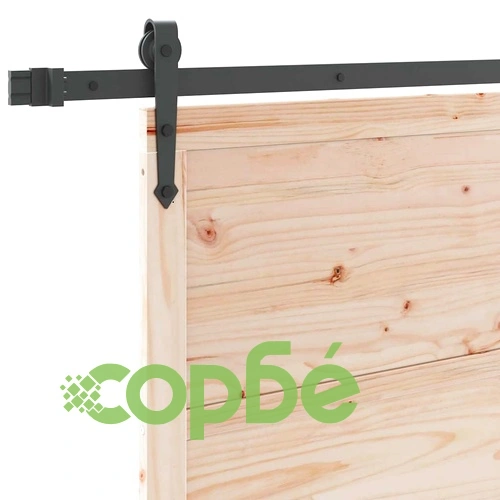 Плъзгаща се врата кафяво 80 x 208 см борово дърво масив ➤ топ цена ➤ sorbe.bg