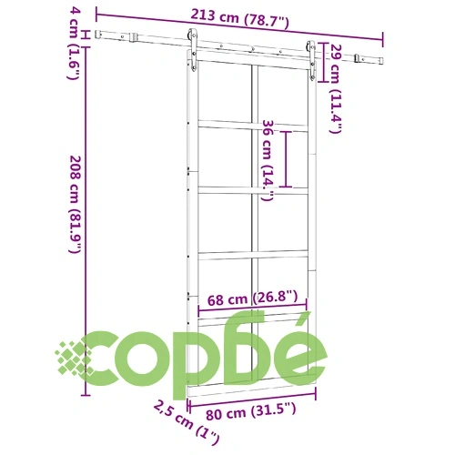 Плъзгаща врата с монтажен комплект 80x208 см борово дърво масив ➤ топ цена ➤ sorbe.bg