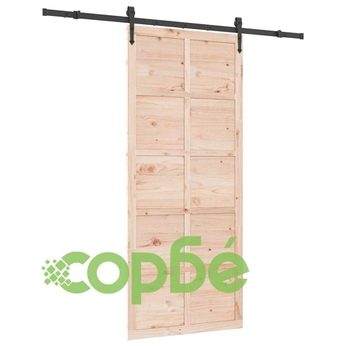 Плъзгаща врата с монтажен комплект 80x208 см борово дърво масив ➤ топ цена ➤ sorbe.bg