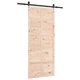 Плъзгаща врата с хардуер комплект 80 x 208 см борово дърво масив кафяво