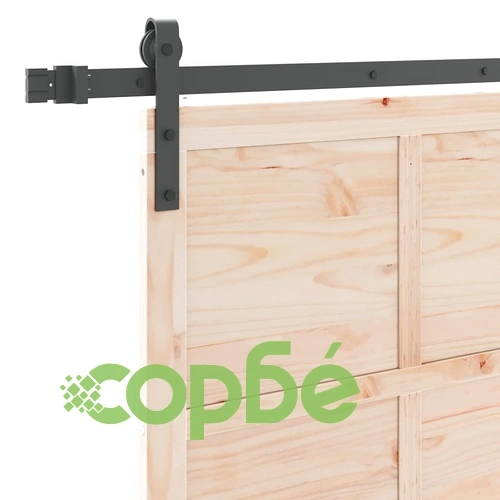Плъзгаща врата с комплект механизъм 90 x 208 см борово дърво масив ➤ топ цена ➤ sorbe.bg