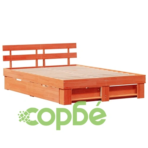 Рамка за легло с чекмеджета восъчнокафяв цвят 160x200 см борово дърво масив ➤ топ цена ➤ sorbe.bg