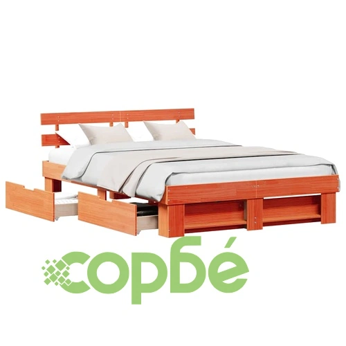 Рамка за легло с чекмеджета восъчнокафяв цвят 160x200 см борово дърво масив ➤ топ цена ➤ sorbe.bg